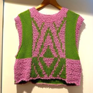 Free People green and purple sweater vest - size S
